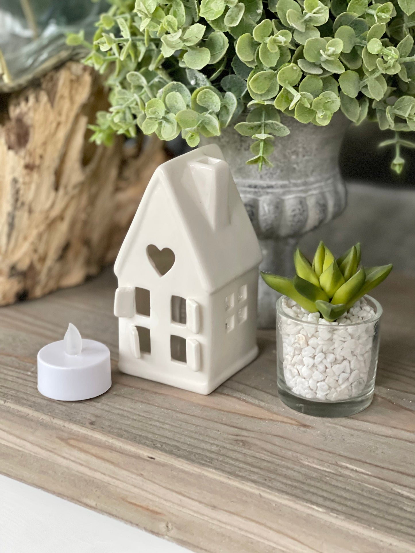 Ceramic White House Tea Light Holder - 2 sizes