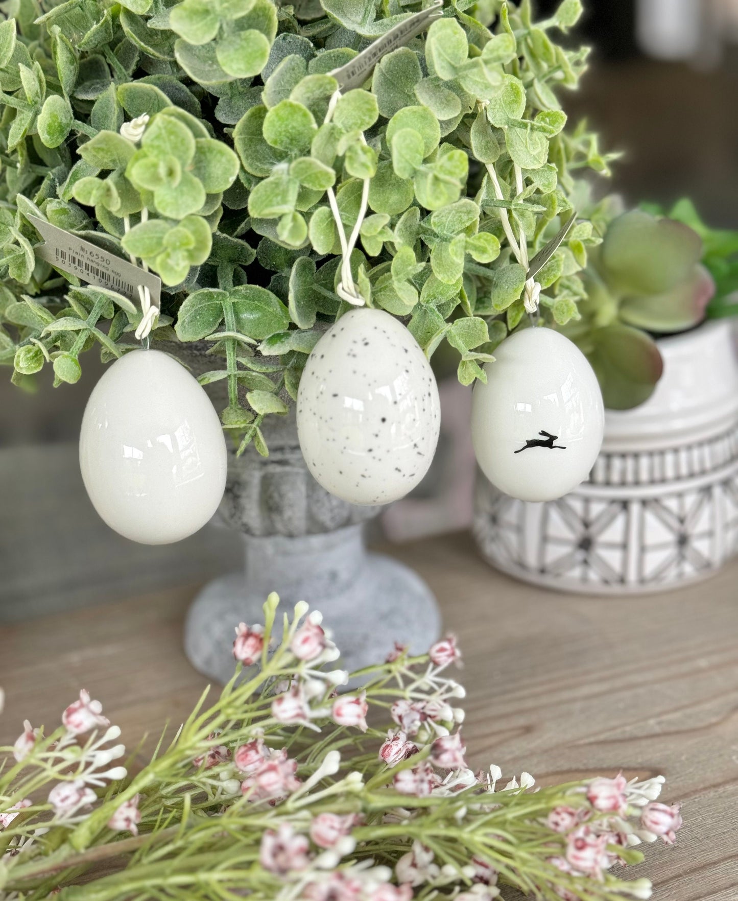 Hanging White Porcelain Easter Eggs - 3 Designs