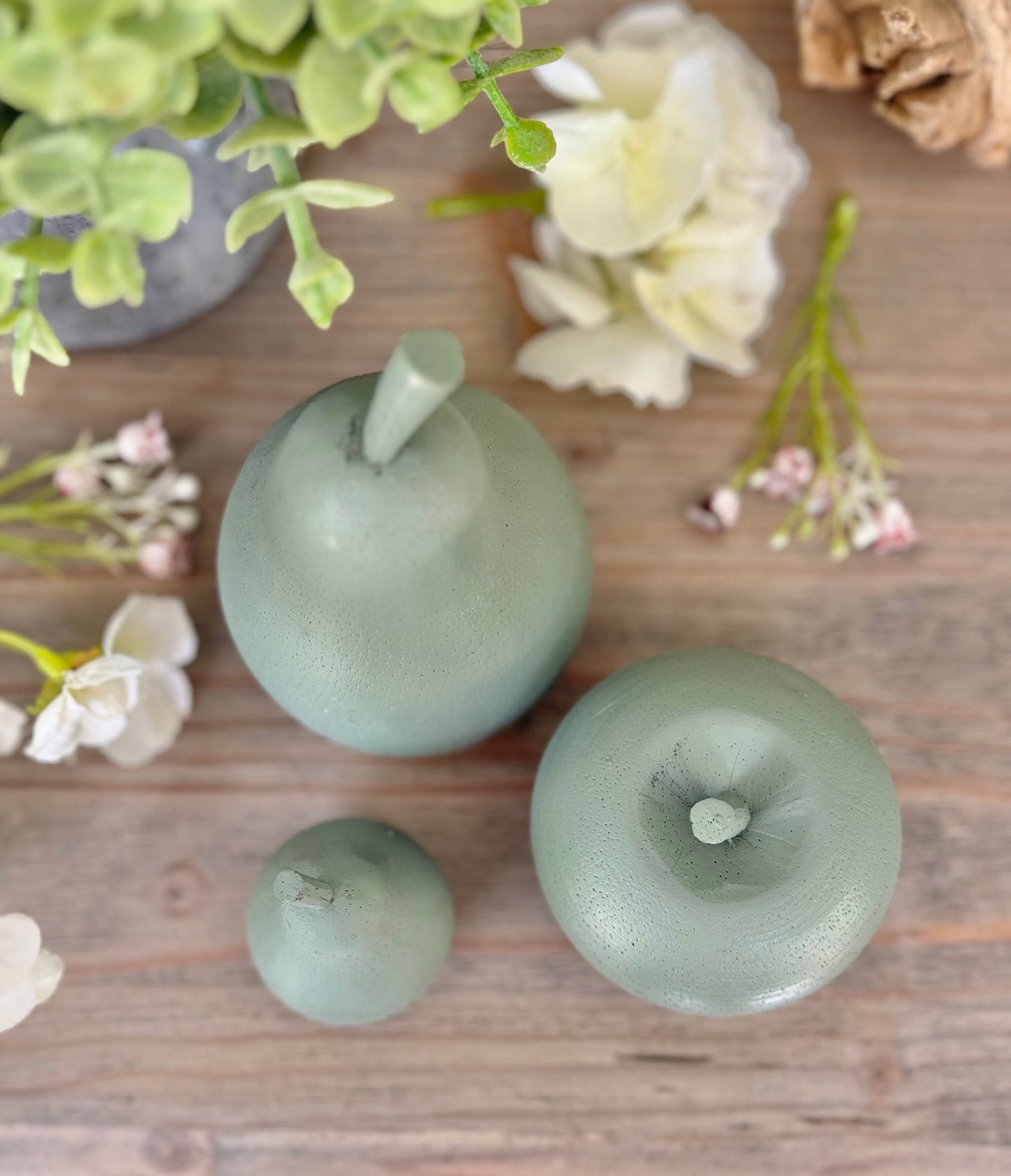 Solid Green Wooden Fruit - Selection of Apple and Pears