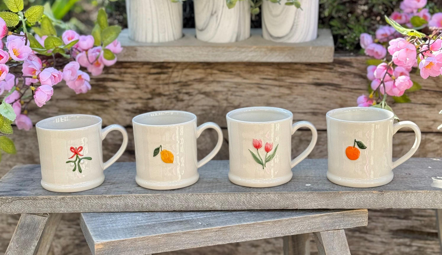 Beautiful Fruit/Floral Themed Embossed Mini Mug