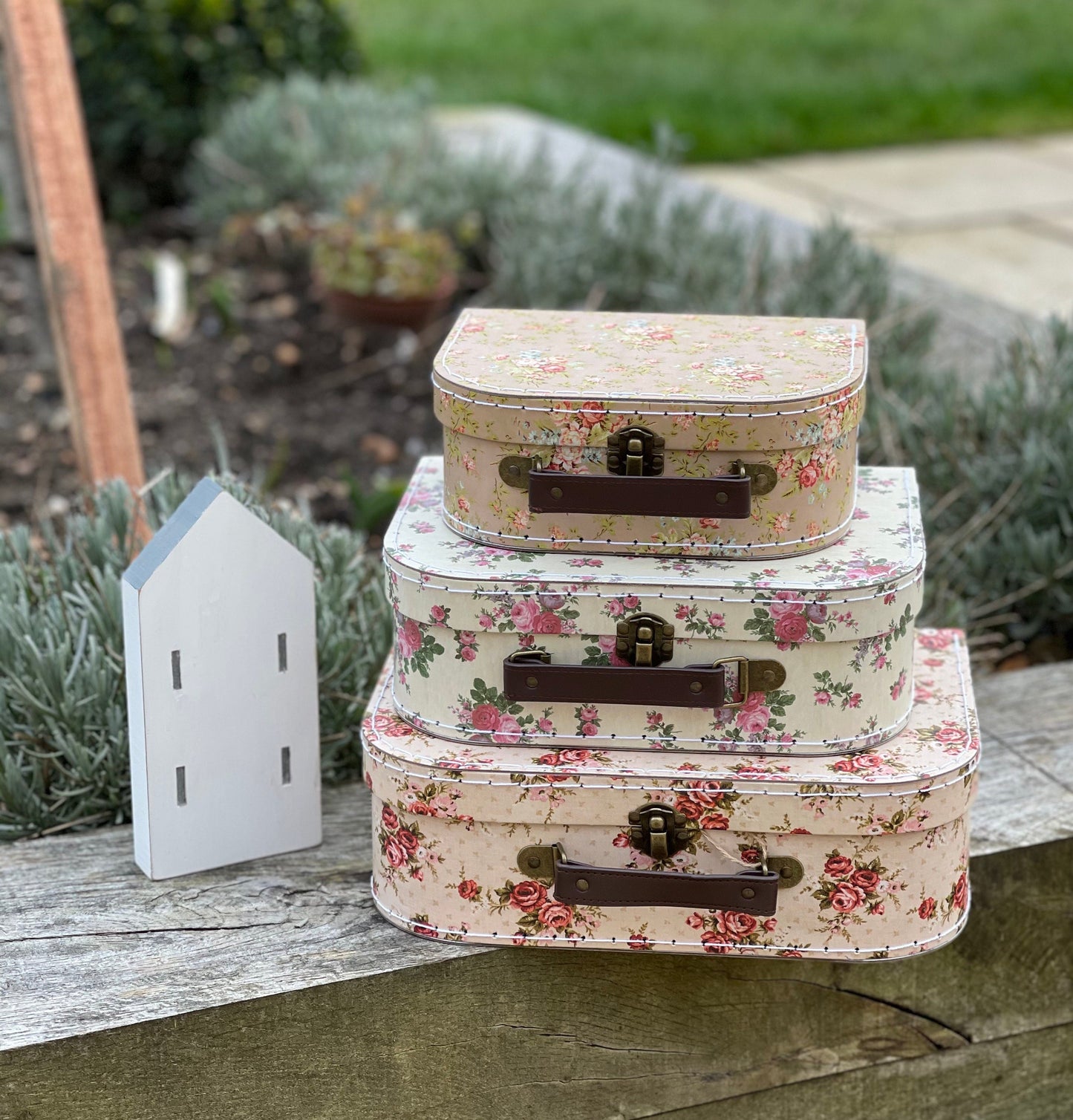 Vintage Rose Suitcases - Set of 3