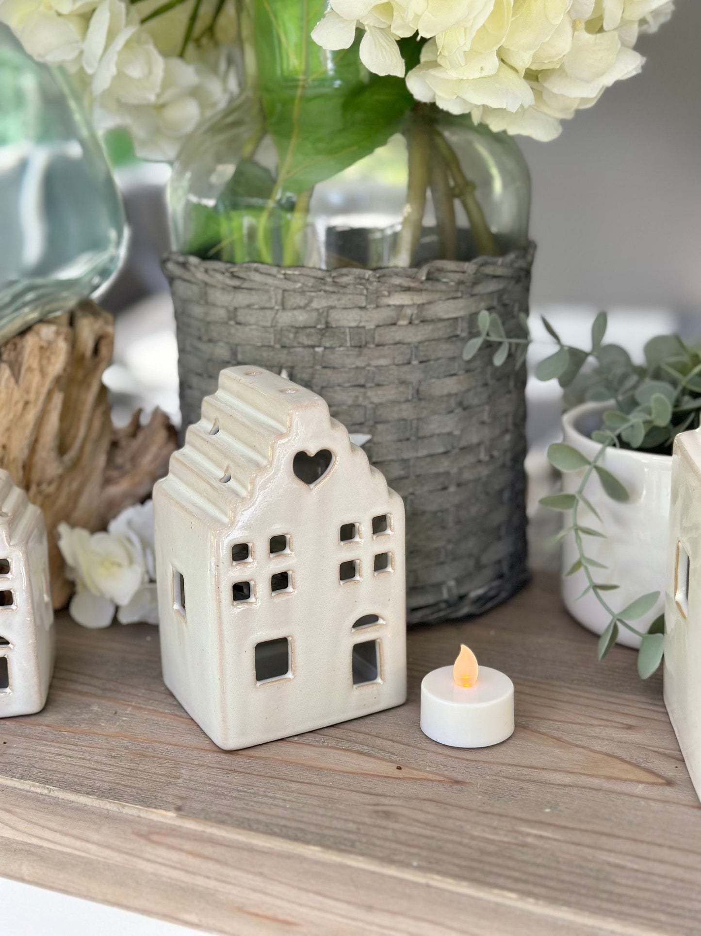 Glazed Ceramic Dutch Tea Light House - Available in 3 sizes