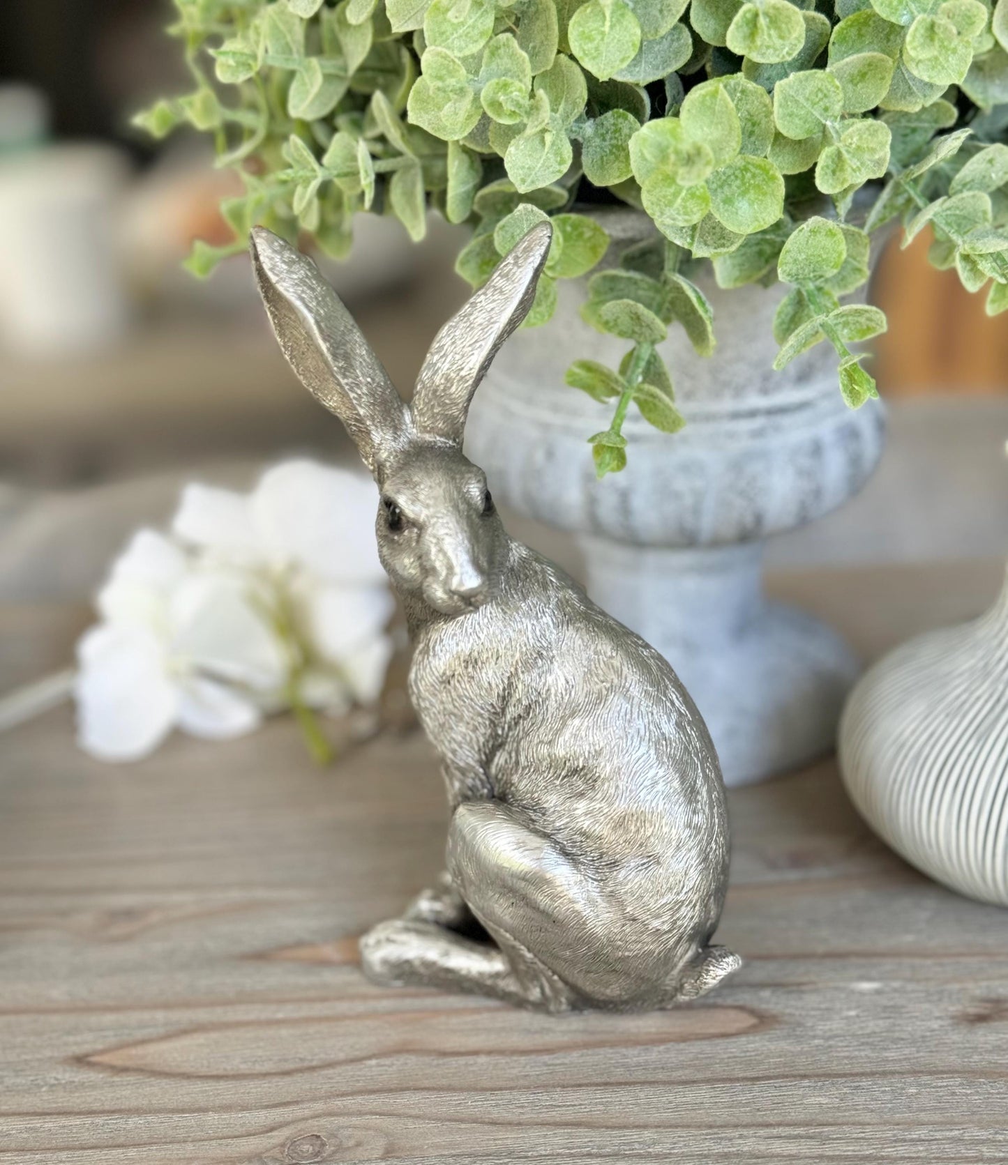 Ornamental Sitting Silver Hare