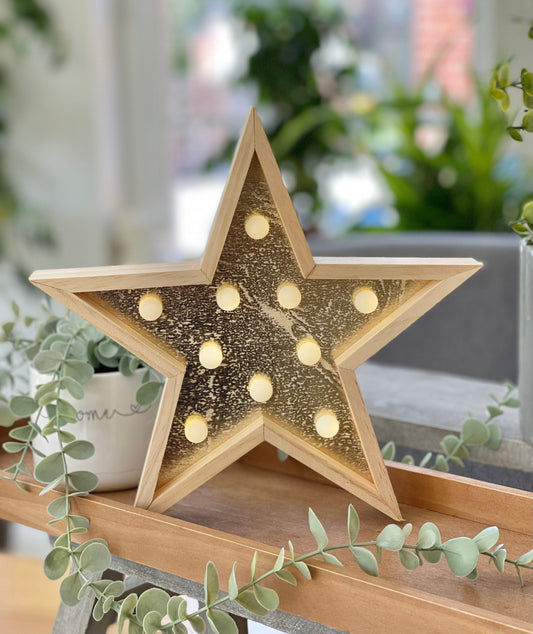 LED Light Up Wooden Star