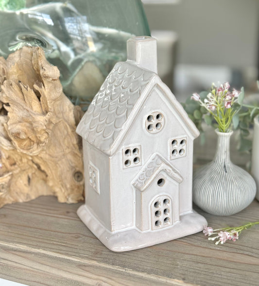 White Ceramic Tea light House