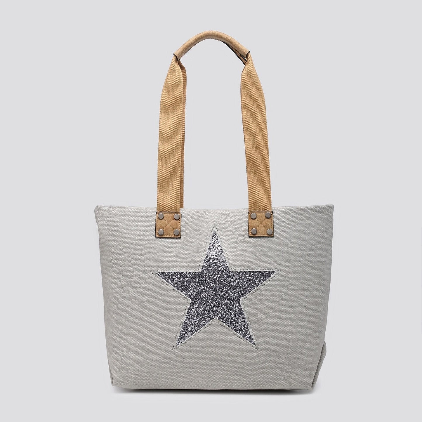 Pale Grey  Shoulder Bag with Encrusted Star