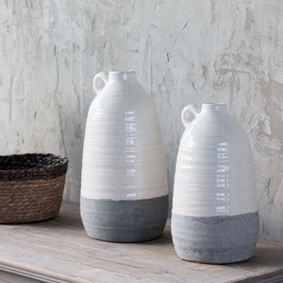 Biggie Best White/Grey Crackle Glazed Vase - 2 Sizes