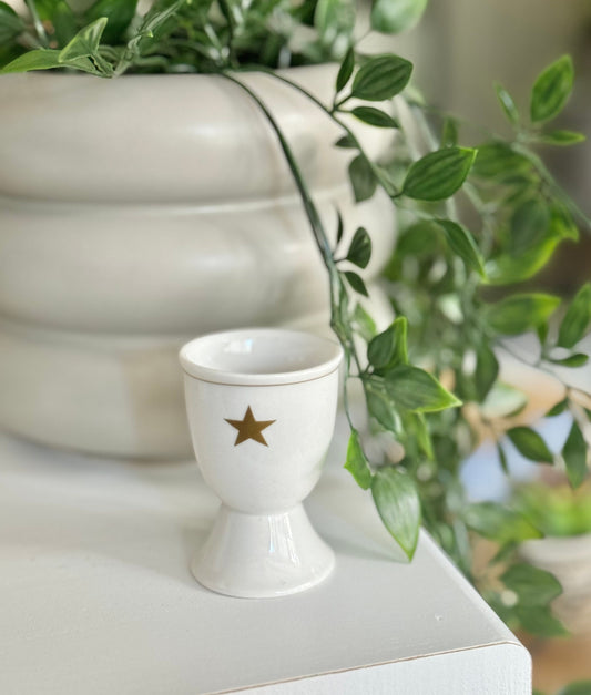 Porcelain Egg Cup with Gold Star